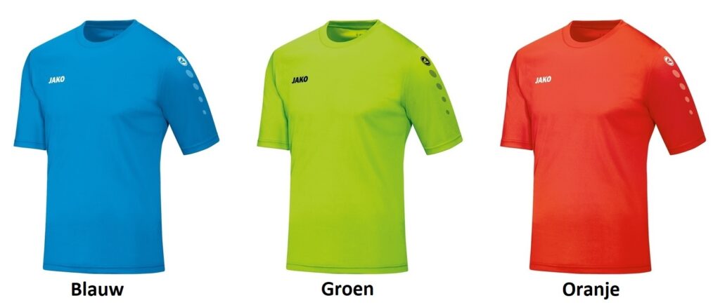 De shirts van Joggem Moves zijn beschikbaar in de kleuren blauw, groen en oranje